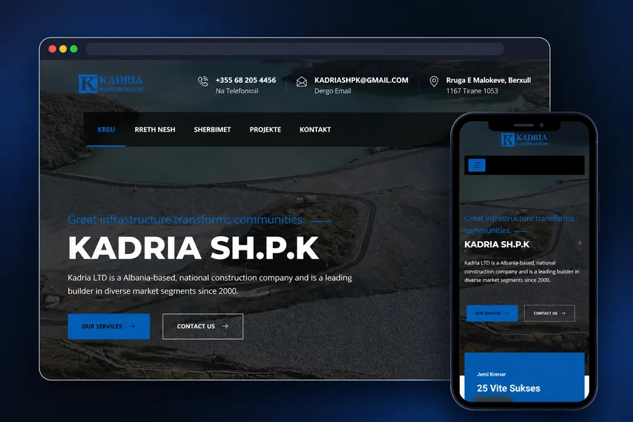 Kadria SH.P.K — Pamje e faqes