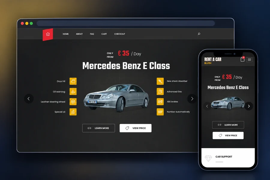 Rent a Car Bledi — Pamje e faqes